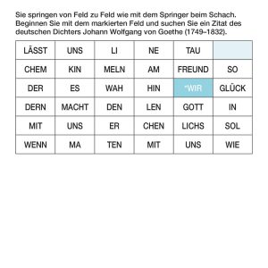 Beispielbild Rösselsprung Kategorie Kleinrätsel