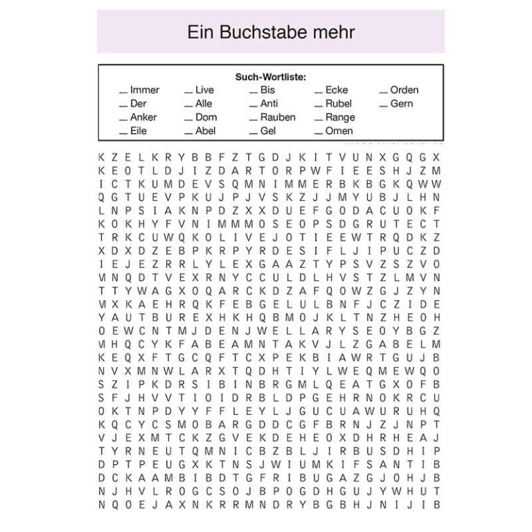 Wortsuche - Ein Buchstabe mehr