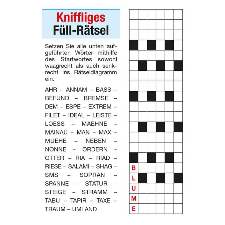 Kniffliges Füllrätsel