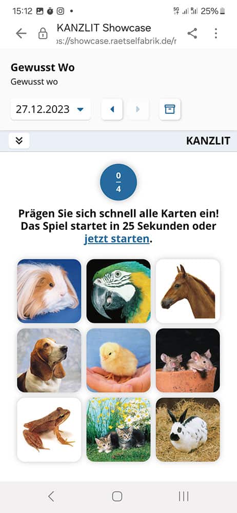 Gewusst wo Rätsel für App - Beispielbild Tiere